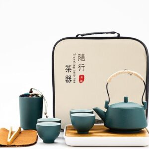 Juego de Tetera, Cuatro Tazas y Bandeja Midori